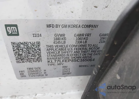2025 Chevrolet Trax Fwd Ls from USA, damaged, VIN KL77LFEP8SC165064